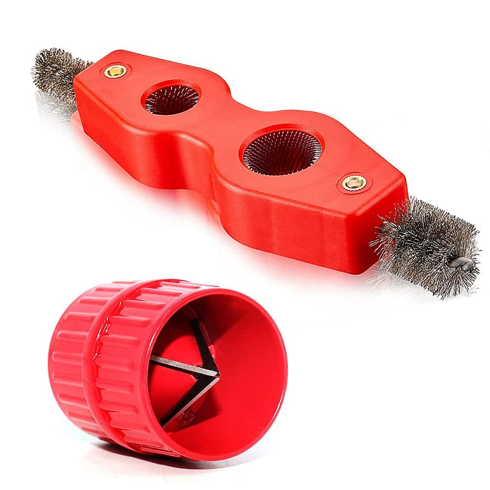 Pipe Deburring Tool,Plumbing Tools,Copper Pipe Cutter,4-in-1 universal pipe deburring tool set,inner hole and outer edge deburring device with cleaning brush, suitable for copper/PVC/PPR/aluminum