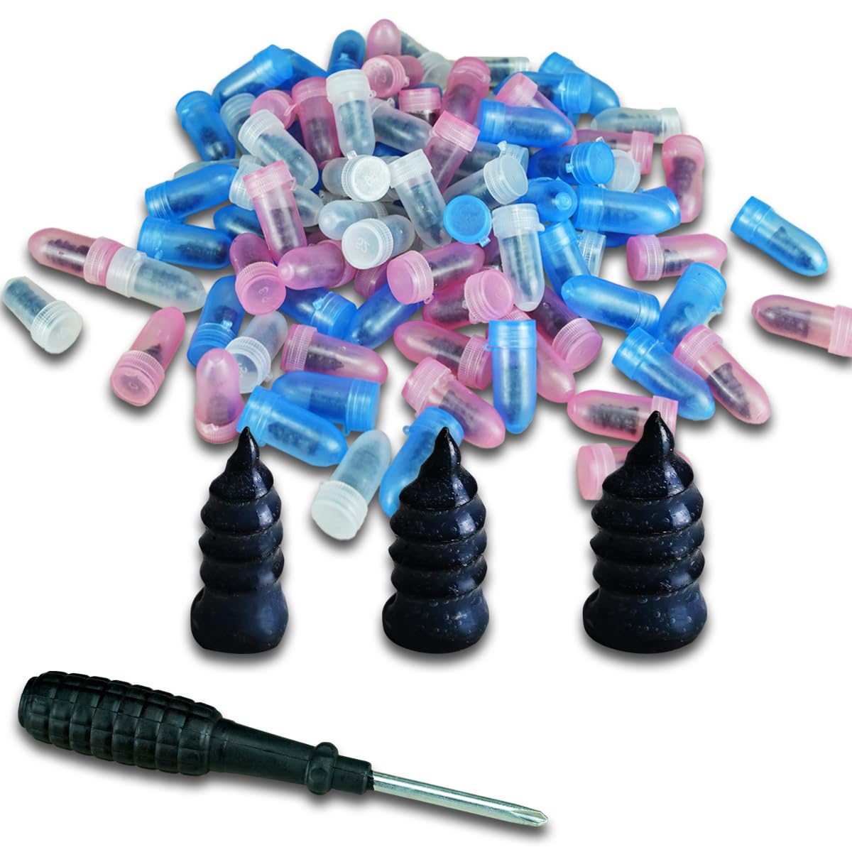 Photo 1 of BMIROAMDFE 100 Count Tire Repair Screws with Screwdriver 3 Size Tire Mending Nail Plugs Tyre Repair Kit