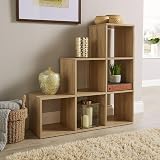 Home Source Step Style Storage 6 Cube Bookcase Oak Effect 90cm Wide view 3