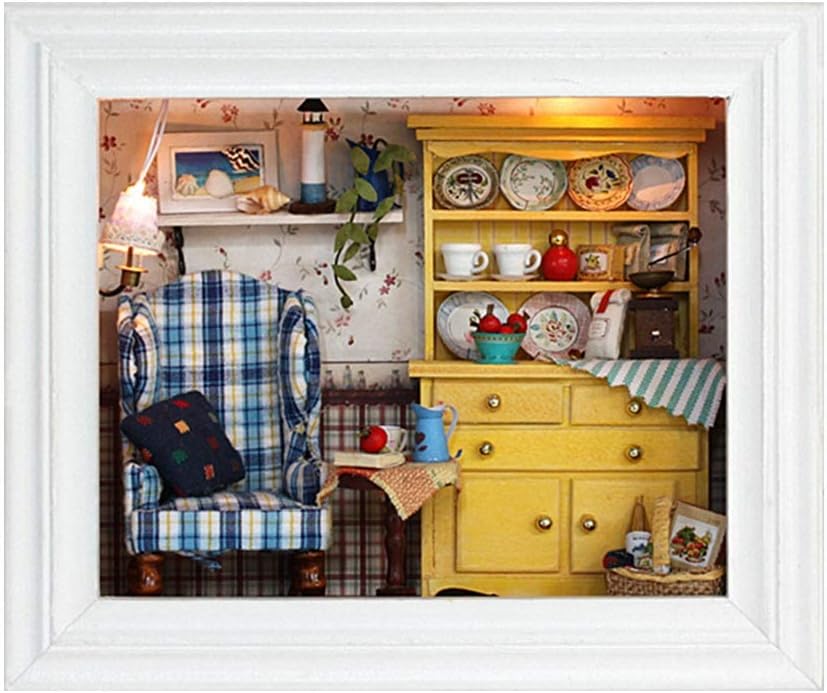 Furnoor Miniature Doll House DIY Dollhouse Mini House Kit Hanging Photo Frame Birthday Gifts Home Ornament Tabletop Decor