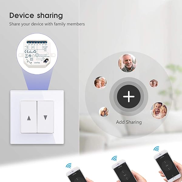 LoraTap Interruptor Persianas WiFi 2x Rel de Persianas Temporizador Inteligente para Cortina Elctrica Control Remoto por Telfono Compatible con Alexa y Google Home para Control de Voz 300W