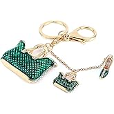 HEEPDD Rhinestone Keychain, Crystal Alloy Green High Heel Handbag Shape Keyring Pendent for Women Ladies Girls' Phone Key Purse Bag Decoration GiftKeyrings & Keychains