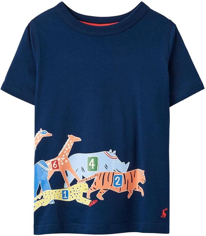 Joules Boys Ray 'Race' Navy Blue Short Sleeved Tee T-Shirt Top (6 Years): Amazon.co.uk: Clothing
