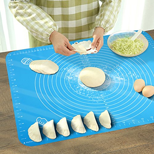 Silicone Baking Mat with Measurements, Amytalk Non-stick Pastry Mat For Rolling Dough Liner Heat Resistance Baking Pad Pastry Board, Reusable, Blue - Thumbnail 7