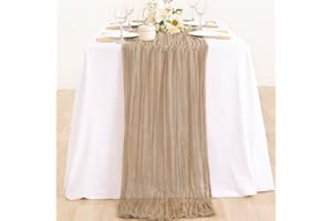 MLMC Brown Cheesecloth Table Runner 10ft Fall Table Runner Gauze Rustic Nude Cheese Cloth Table Runner 35x120 Inches for Thanksgiving Home Baby Shower Decor