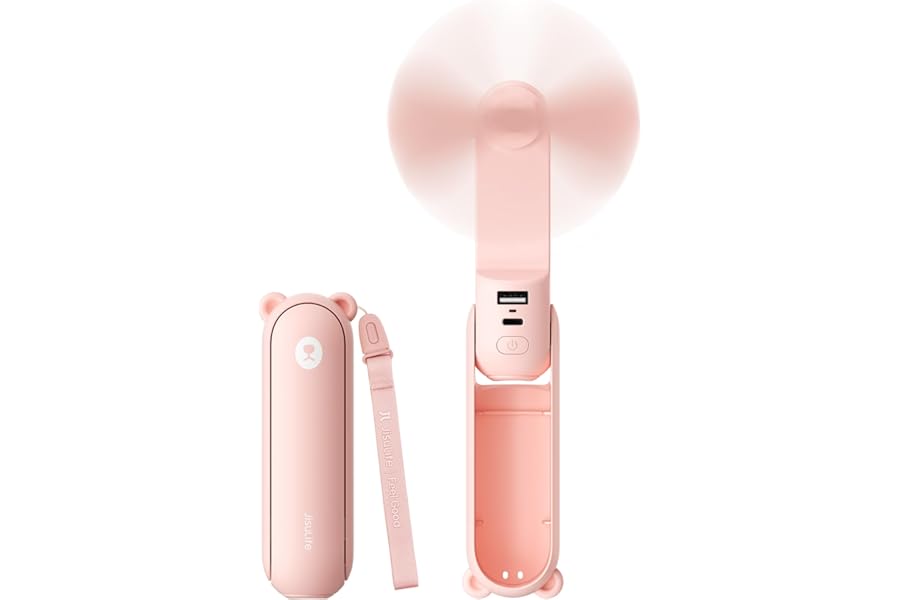 JISULIFE 3 IN 1 Handheld Mini Fan - Portable Fan & Power Bank & Flashlight, 19H Max Cooling, USB Rechargeable, Pocket-Sized f