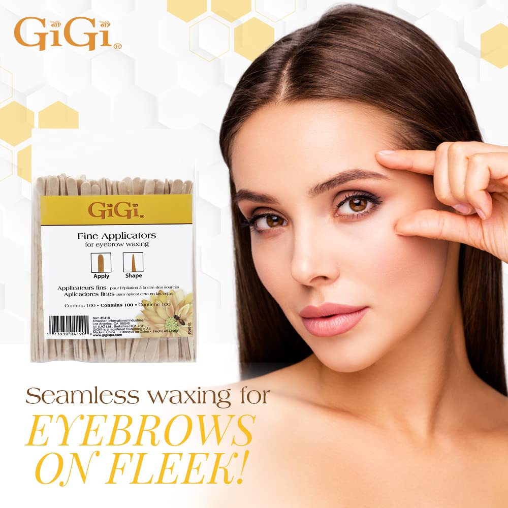 GiGi Eyebrow Wax Sticks for Hair Removal – Small, Fine Applicator Stick, Wooden Waxing Sticks for Face & Eyebrows, 100 ct