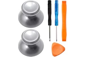 TOMSIN Metal Thumbsticks for Xbox One/ PS4 Controllers, Aluminum Joysticks Replacement Parts for Xbox One S (2 Pcs) (Silver)