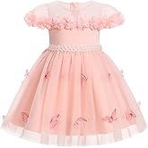 ODASDO Toddler Girls Butterfly Dress Infant Baby A-line Tulle Tutu Princess Dresses for Wedding Formal Birthday Party Pageant