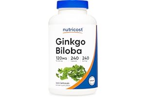 Nutricost Ginkgo Biloba 120mg, 240 Capsules - Extra Strength Ginkgo Biloba Extract - Gluten Free & Non-GMO