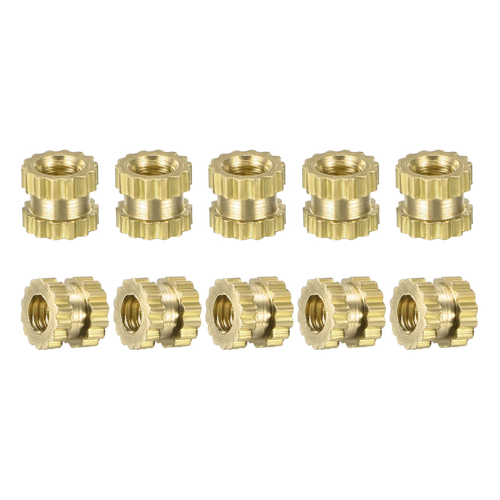 DTGN M2x3x3.2mm(IDxLxOD) Knurled Insert Nuts - 200 Pack - Good for Plastic Shells - Brass Female Thread Heat Set Inserts Embedment Nut