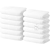 Avalon Towels Luxury Washcloths (Value Pack of 12) – Premium Cotton, Soft & Absorbent Wash Cloths for Body and Face, Hotel and Spa Quality Wash Clothes, Quick Dry and Machine Washable (White)
