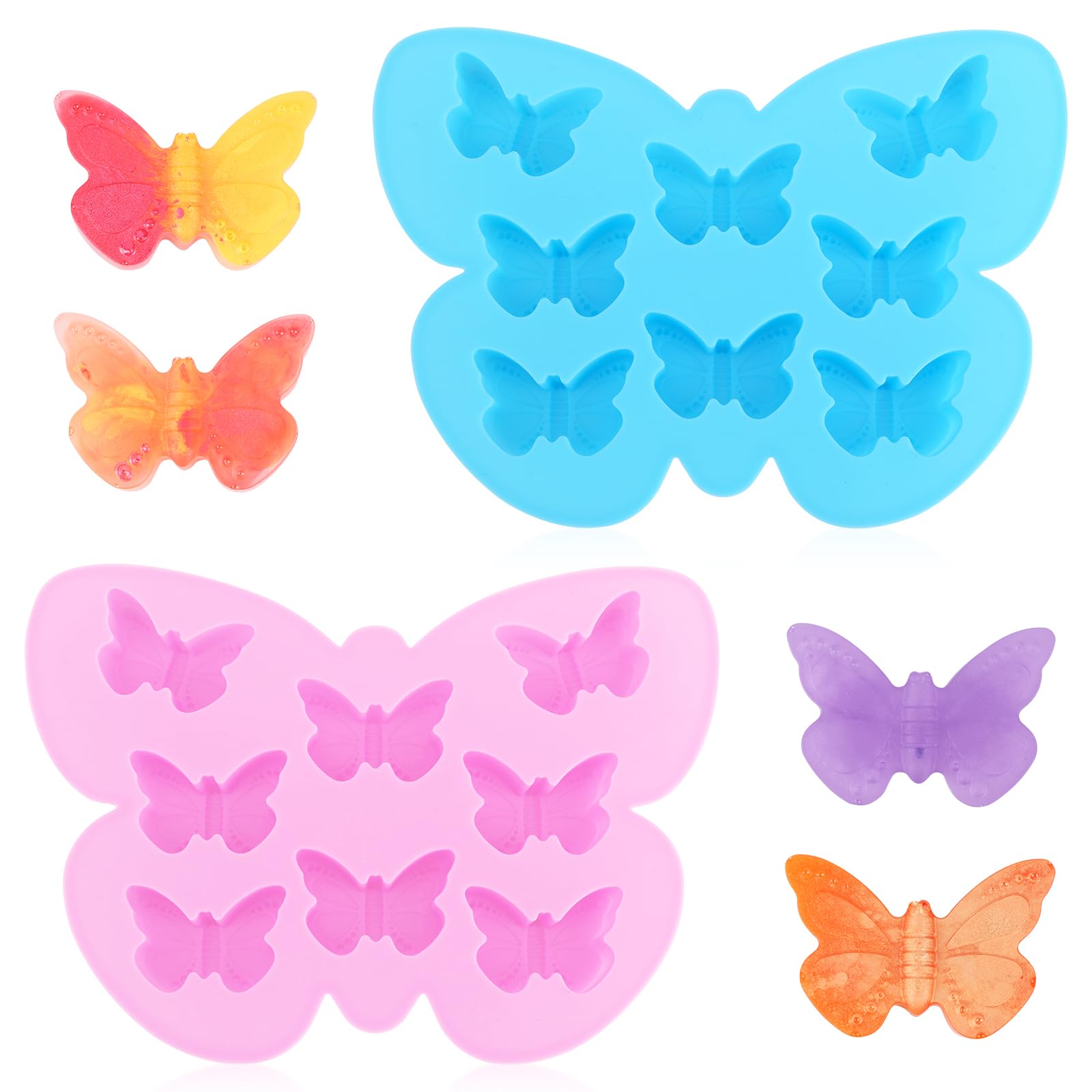 Gosknor 2pcs Butterfly Mold, Bow Chocolate Fondant Candy Mold Silicone Cake Pop Molds Soap Craft Molds Ice Cube Tray for Supplies Baking DIY Decoration (Butterfly)