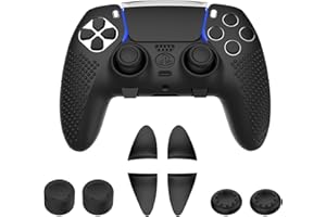 KOEBSHPE Anti-Slip Cover for PS5 DualSense Edge Controller, Accessories for PS5 DualSense Including Cover for DualSense Edge, Thumb Caps, Triggers Extenders, and Touchpad Sticker