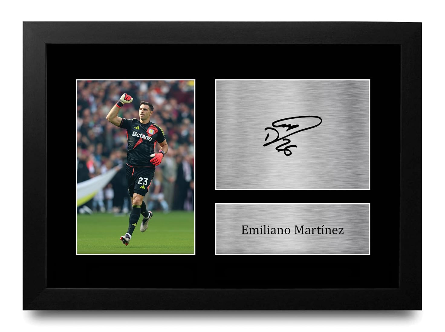 HWC Trading FR A4 Emiliano Martinez Aston Villa Gifts Printed Signed Autograph Picture for Football Fans and Supporters - A4 Framed