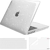 MOSISO Compatible with MacBook Pro 14 inch Case 2025-2021 M5 M4 M3 M2 M1 A3434 A3112 A3185 A3401 A2918 A2992 A2779 A2442, Sparkly Glitter Hard Shell Case&Keyboard Cover&Screen Protector, Transparent