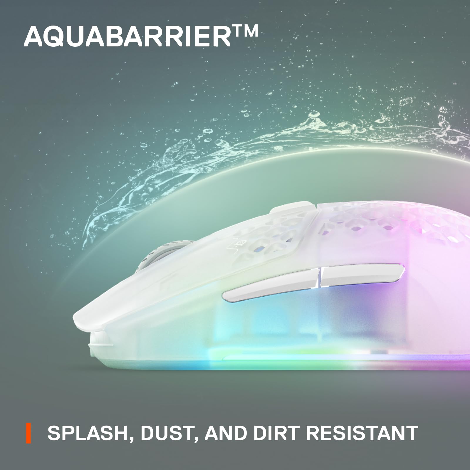 SteelSeries Aerox 3 Wireless - Holey RGB Gaming Mouse - 18K DPI TrueMove Air Optical Sensor - Ultra-Lightweight Water Resistant Design - Ghost