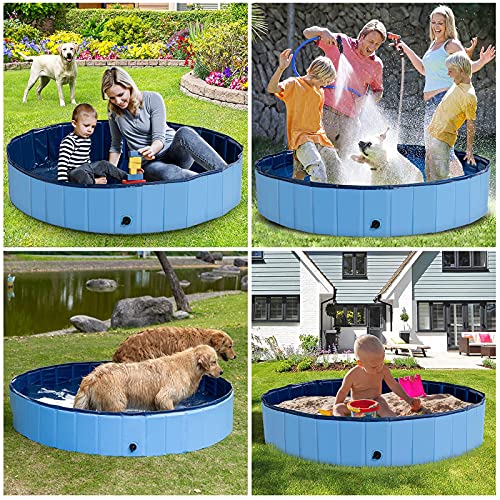 Kurala 63 Inch Large Foldable Portable Dog Pool Collapsible Pet Bathing