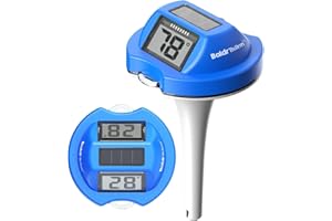 BaldrTherm Pool Thermometer Solar Digital Floating, High Precision Large Screen Without Fogging with Double-Sided Display Screen for Swimming Pool, Aquarium, Spa, Hot Spring, Ponds
