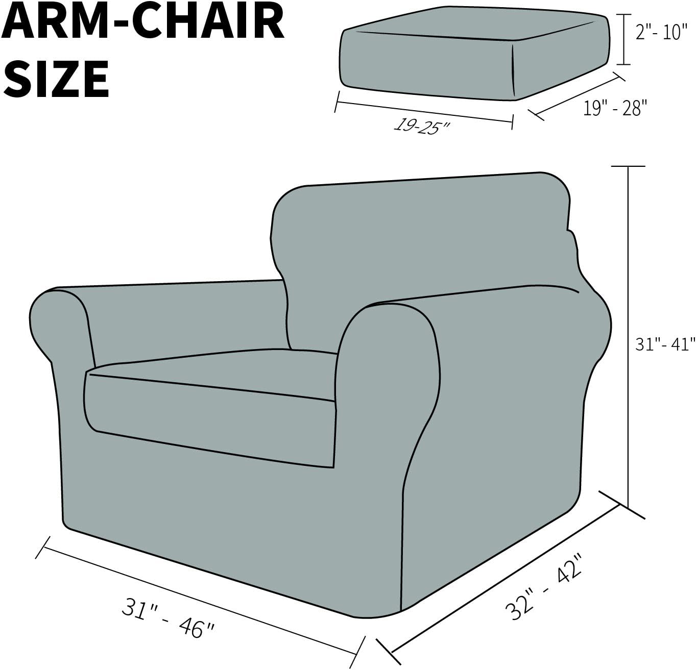 YEMYHOM Latest Checkered 2 Pieces Chair Covers for Living Room High Stretch Thickened Chair Slipcovers with Arms Anti Slip Elastic Armchair Sofa Couch Slipcover Protector (Chair, Light Gray): Kitchen & Dining