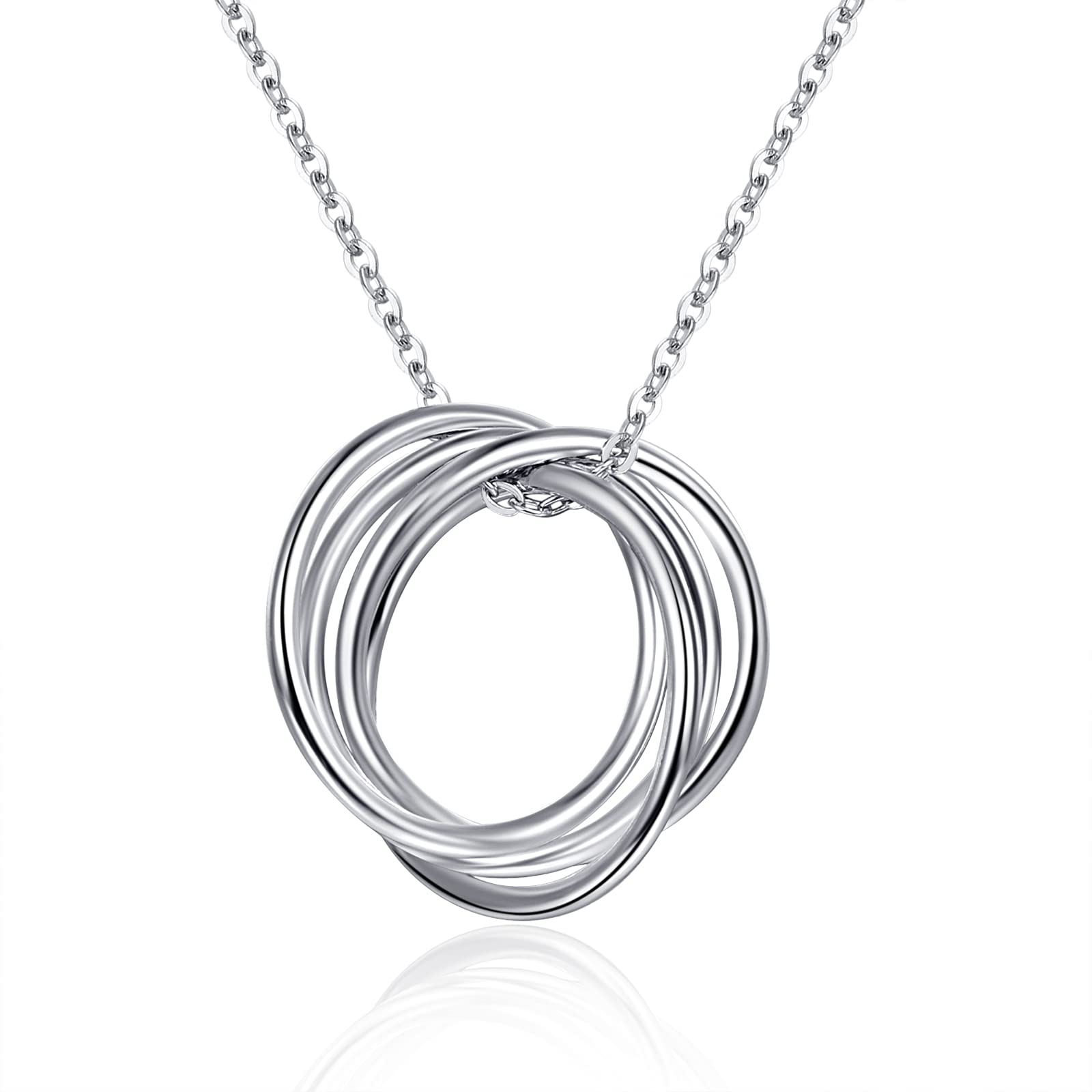 40th Birthday Gifts for Women Birthday Gifts for her, 40 Birthday Gifts, Sterling Silver 4 Ring Birthday Necklace, Friendship Gifts Jewellery Gifts