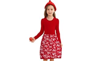 Yousie Girls Christmas Sweater Dress Long Sleeve Fall Winter Knitted Holiday Dress 4-11 Years