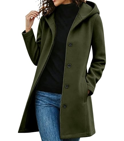 Amazon.com: Long Fleece Jacket Women Pea Coat Notch Lapel Open