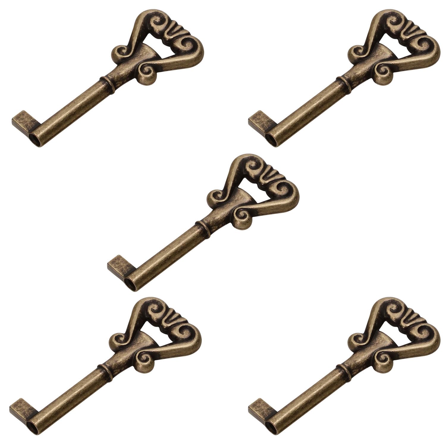 KOTARBAU® Set of 5 furniture keys, cabinet keys, large colour, antique, colourful beard keys for furniture, Schrak minibar, desk, drawers (patina)