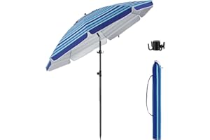 BondFree Beach Umbrellas for Sand Heavy Duty Wind, Portable Sun Shade Umbrella,7FT Sun Umbrella Beach, UPF 50+ PU Coating Beach Umbrella with hook