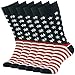 American Flag Socks,SUTTOS Men's Women's Fashion Fun Patriotic US Flag Black Red White Striped Stars Casual Pattern Crew Dress Socks for Wedding Groomsmen Independence Day Gift Flag Socks Men Dress Suit Business Socks,6 Pairs