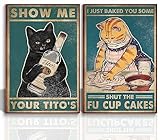 EKEYR Funny Black Kitten Canvas Wall Art Printing