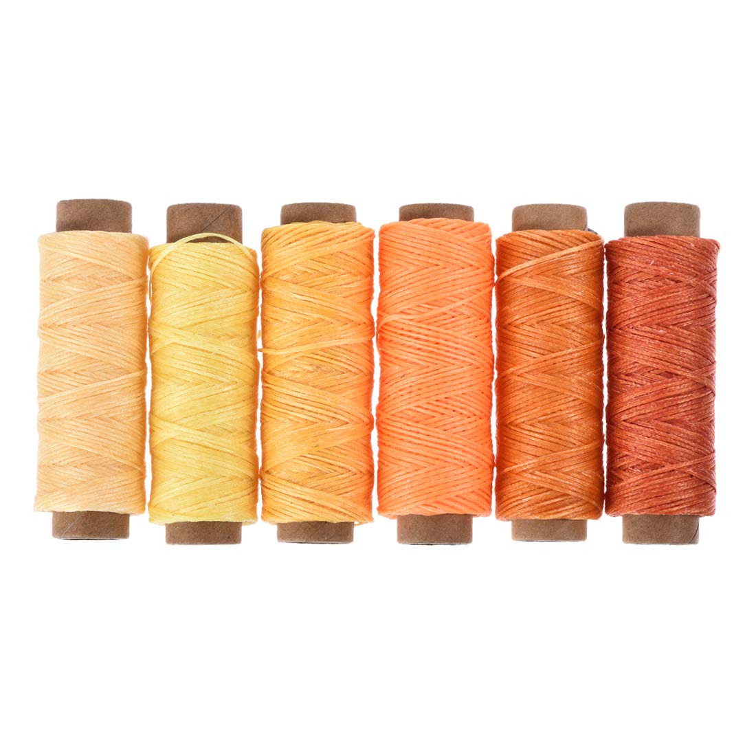 sourcing map Leather Sewing Thread Set 55 Yards 175D/1mm Polyester Flat Waxed Cord for Hand Stitching Leather Bookbinding,Craft DIY, (Warm Colors, 6Pcs)