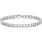 MISWOYI Cuban Link Bracelet for Men Waterproof 316L Stainless Steel Bracelet Width 5mm/7mm/9mm/12mm, 7.5"/8.3"/9" Length, Miami Cuban Bracelet for Men Hip Hop Jewelry Men Gift