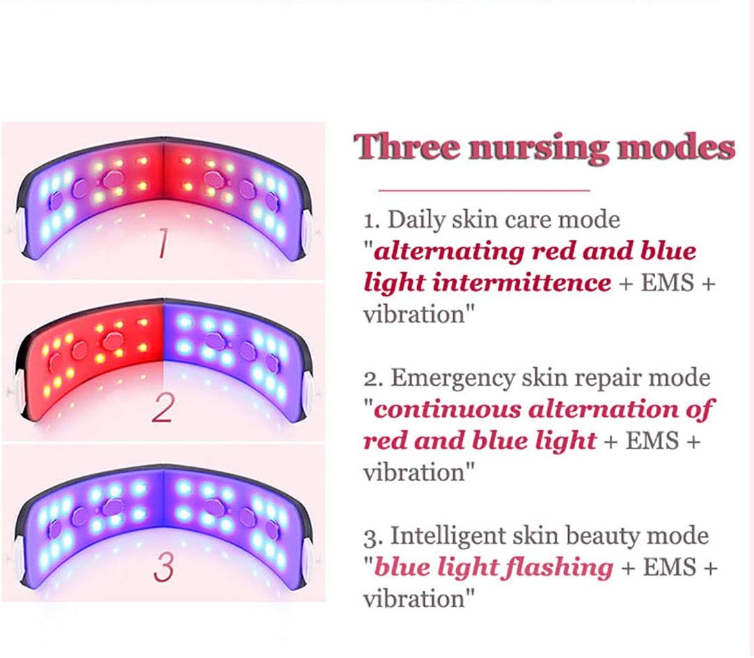 XMZFQ New Electric V Face Double Chin Face-Lifting Instrument Shaping Massager Red Blu-Ray Beauty Instrument Skin Care Tightening Face Lift Belt: Home & Kitchen