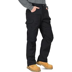 BOCOMAL FR Pants for Men Cargo Pockets 9oz Dura-Stretch Canvas Relaxed Fit | Flame Resistant Work Jeans NFPA 2112 CAT2|Rip-St