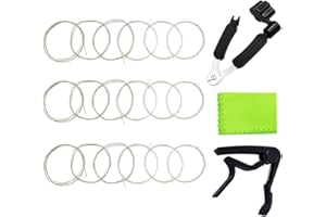 JYsun Classical Guitar Strings Clear Nylon 3 Full Sets with Guitar Capo and 3 in 1 Guitar Restringing Tool and Cleaning Cloth for Musical Instruments as a Gift