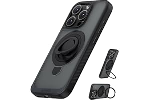 Anker Magnetic Ring Stand for iPhone 15 Pro Max Case, Silicone Finger Ring Grip Stand Holder, Military Grade Drop Tested, Compatible with MagSafe, Built in Kickstand, Soft Edge Anti-Fingerprint, Black