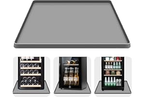 AMULOKRU Mini Fridge Mat, 23.6''x23.6''x0.78'' - Silicone Mini Fridge Drip Tray,Non-Slip,Drip Prevention,Under Refrigerator Drip Mats with Raised Edges,Protects the Floor From Damage and Cleanliness-Grey