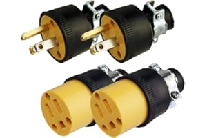 TYMXGHF Black Duck Brand Male & Female Extension Cord Replacement Electrical Plugs End (4 Pieces)