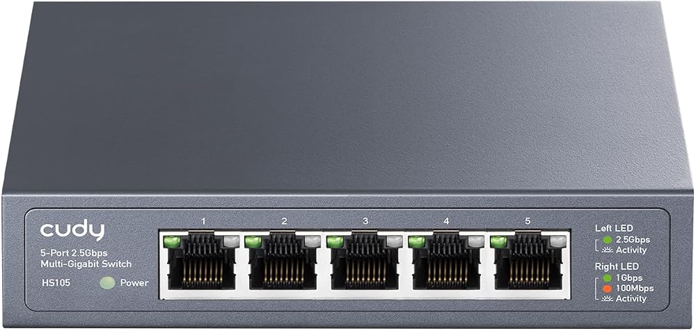 Cudy HS105 5-Port 2.5Gbps Multi-Gigabit Ethernet Switch Desktop Wall Mount