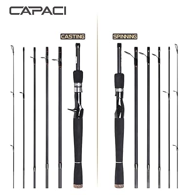 CAPACI Portable Travel Casting Spinning Bass Fishing Rods Super Convenience 24 Ton Carbon Fiber Rod for Salt Fresh Water Comfortable EVA Handle 6 Pieces