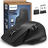 PHILIPS Ergonomic Wireless Mouse, Multi-Device Bluetooth (USB-A/C) for Laptop &amp; Mac/PC, Silent Productivity Mouse with Side Scroll, 5-Level DPI Rechargeable Computer Mouse, Right-Handed Comfort