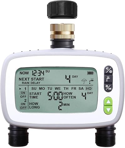 Aqualin Sprinkler Water Timer 2 Zone with Large FSTN LCD Screen