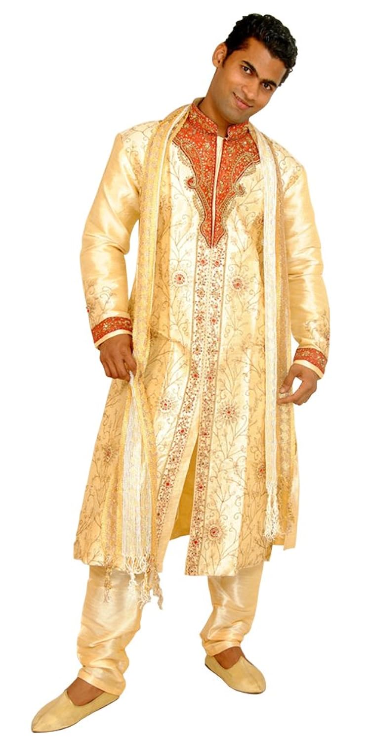apparelsonline men's dupion silk sherwani
