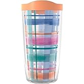 Tervis Spring Gingham Made in USA Double Walled Insulated Tumbler Travel Cup Keeps Drinks Cold & Hot, 16oz, Classic
