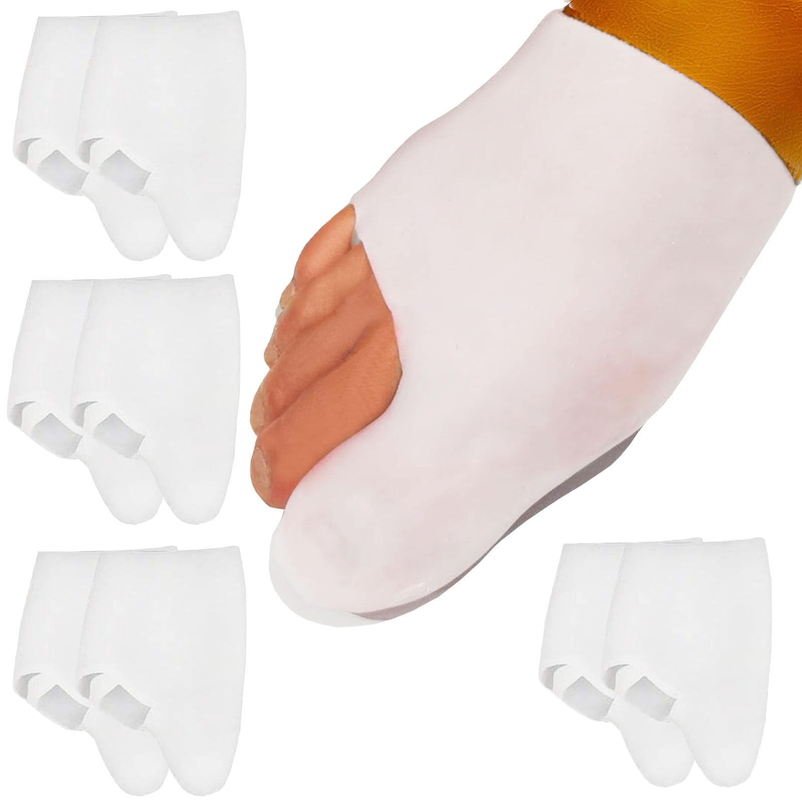 Reppkyh Bunion Relief Pads Sleeve, Elastic Gel Big Toe Bunion Relief Metatarsal Pads with Toe Caps - Advanced Bunion Pads Big Toe Side Protector Socks Design for Men and Women - 8 Pieces