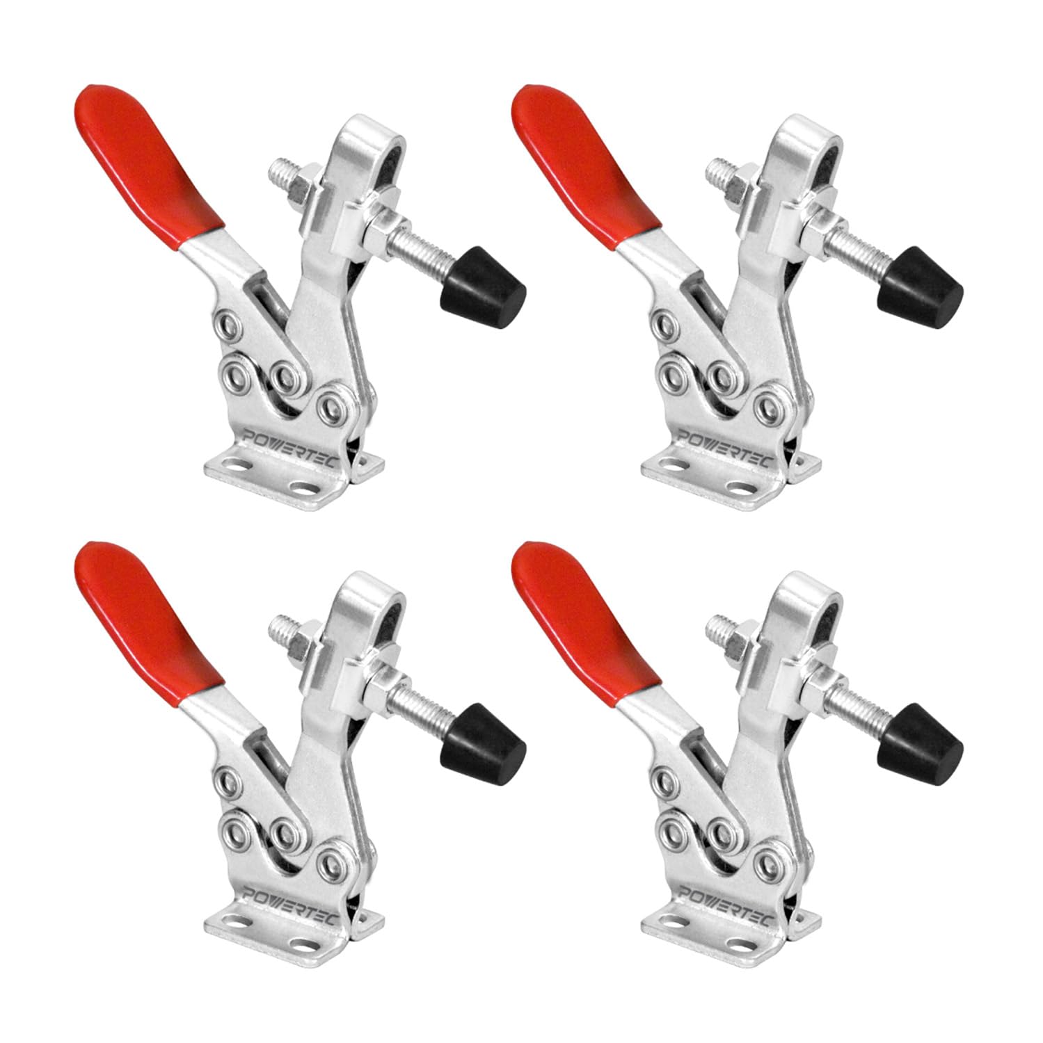 Photo 1 of POWERTEC 4PK Toggle Clamp, 500 lbs Holding Capacity, 225D Quick Release Horizontal Clamps w/ Antislip Rubber Pressure Tip for Woodworking Jigs and Fixtures, Welding, Drill Press, Crosscut Sled (20326)