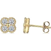 PERIMADE 18K Gold Plated Moissanite Four Leaf Clover Stud Earrings for Women, Hypoallergenic 925 Sterling Silver Lucky Clover Earring Studs for Mom Wife Trendy Birthday Anniversary Jewelry Gift