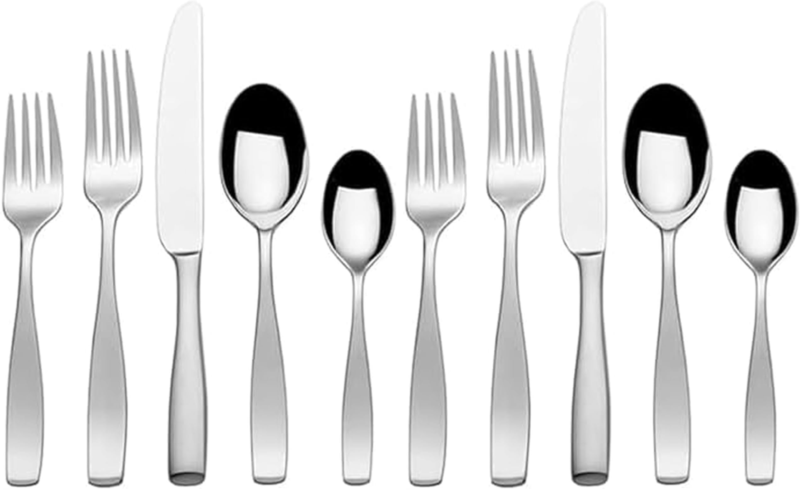 Mikasa Satin Loft 65-Piece Flatware Set for 12,18/10 Stainless Steel Silverware with Forks,Knives,Spoons,and Serving Utensils,Durable and Elegant Design,(Pack of 2) Image