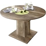 Esstisch rund ausziehbar Eiche sägerau 104 cm Sale: Amazon.de: Küche